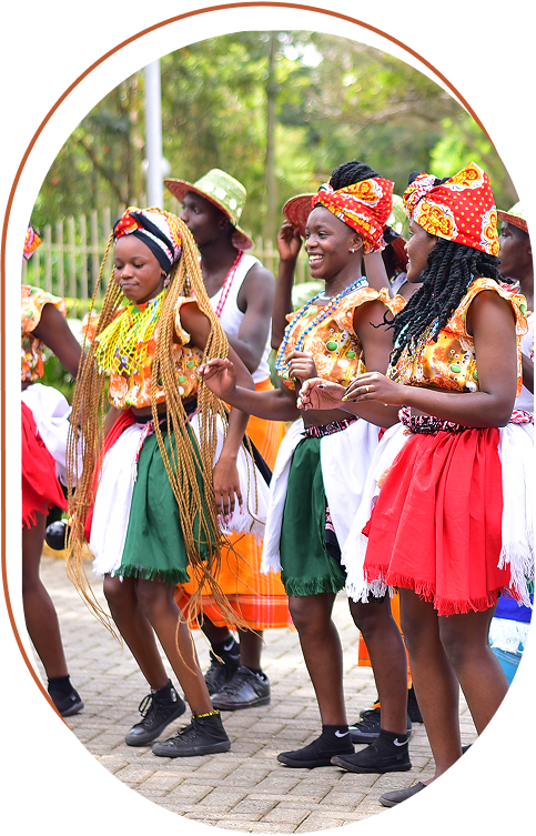Young people dancing in traditional cultural dress
